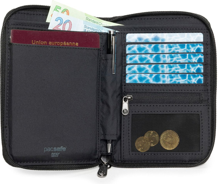 Antikraderové etui Pacsafe RFIDsafe Compact Travel černé, fotografie 2